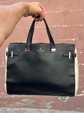 Kate Spade New York "Parker Street Aisley" structured large satchel tote bag